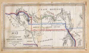 Eine Karte, die die umstrittene Grenze zwischen den Vereinigten Staaten und Mexiko illustriert von American School