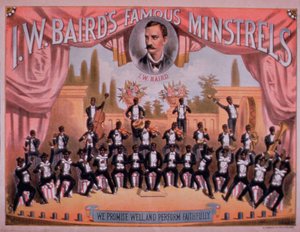 Werbung für I.W. Bairns berühmte Minstrels