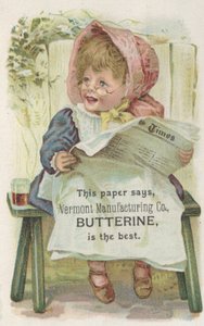 Werbung für Vermont Manufacturing Co. Butterine, ca. 1880