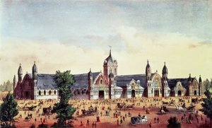 Agricultural Hall, Grand United States Centennial Exhibition, Fairmount Park, Philadelphia, veröffentlicht von Currier und Ives, 1876