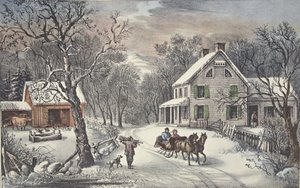 Amerikanische Heimstätte - Winter, veröffentlicht 1868, Currier & Ives von American School
