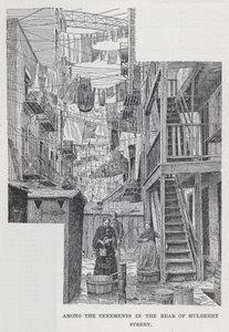 Unter den Mietshäusern hinter der Mulberry Street von American School