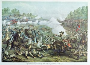 Schlacht von Opequan oder Winchester, Virginia, graviert von Kurz & Allison