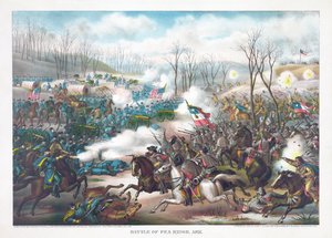 Schlacht von Pea Ridge, Arkansas, veröffentlicht von Kurz & Allison, 1889 von American School