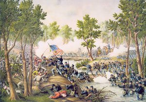 Schlacht von Spottsylvania, Mai 1864, graviert von Kurz & Allison