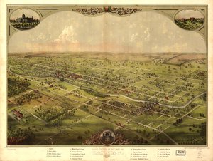 Vogelperspektive der Stadt Lansing, Michigan 1866 (Farblithografie)