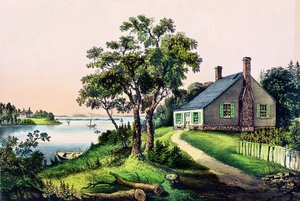 Geburtsort von George Washington in Bridges Creek, Westmoreland County, Virginia, 22. Februar 1732, veröffentlicht von Currier und Ives
