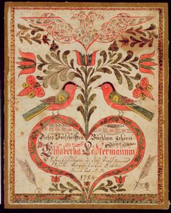 Lesezeichen mit zwei Vögeln und einem Herz, 1784