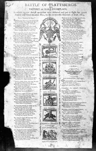 Flugblatt aus dem Krieg von 1812, mit der Schlacht von Plattsburgh und dem Sieg auf dem Lake Champlain von American School