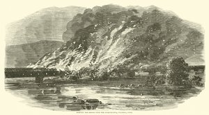 Verbrennung der Brücke über den Susquehanna, Columbia, Penn, Juni 1863 von American School