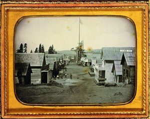 Kalifornische Goldgräberstadt, ca. 1852 von American School