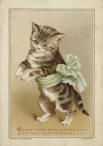 Katze trägt grüne Schleife