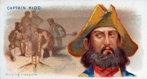 Zigarettenkarte Captain Kidd, vergräbt Schatz, pub. 1888 Farblithographie von American School