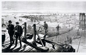 Bau der Brooklyn Bridge, New York von American School