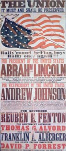 Wahlkampfplakat für Abraham Lincoln (1809-65) als Präsident und Andrew Johnson (1808-75) als Vizepräsident von American School