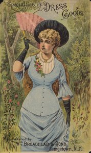 Elegante Dame mit Fächer von American School