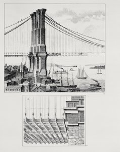 Aufriss eines Turms der Brooklyn Bridge, New York von American School