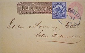 Umschlag mit Wells Fargo Pony Express Briefmarke