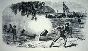 Bundesmörserbatterie während des Amerikanischen Bürgerkriegs von American School