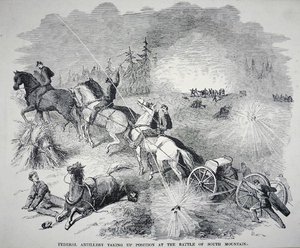 Bundesartillerie bezieht Stellung in der Schlacht am South Mountain, September 1862 von American School