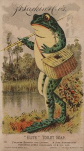 Frosch geht angeln, Werbung für J D Larkins Elite Toilettenseife, 1882