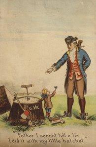 George Washington beichtet seinem Vater von American School