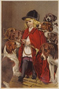 Mädchen in Jagdjacke mit Hunden
