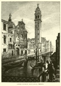 Griechische Kirche und Kanal, Venedig