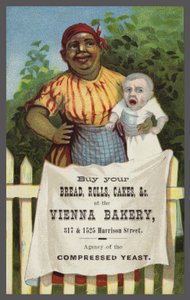 Dame mit Baby wirbt für Wiener Bäckerei
