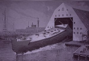 Stapellauf der USS Maine, acht Jahre bevor sie versenkt wurde von American School
