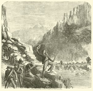 Longstreets Scharfschützen greifen einen Bundeszug oberhalb von Chattanooga an, Oktober 1863
