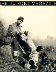Mann mit Jagdhunden, Titelseite des DuPont Magazins, November 1934