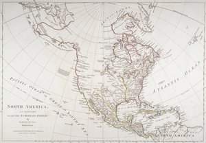 Karte, die Nordamerika zeigt, wie es von den europäischen Mächten geteilt wurde, 1774