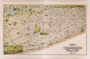 Karte des Graceland-Friedhofs, ca. 1875 von American School
