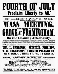 Plakat der Massachusetts Anti-Slavery Society, das Freiheit für alle am Unabhängigkeitstag, 1859, verkündet