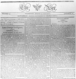 Kopfzeile von The Bee, gedruckt am 23. August 1797