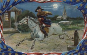 Gedenktagskarte, Paul Reveres Ritt von American School