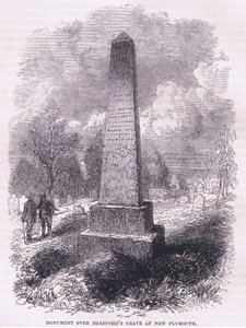 Denkmal über Bradfords Grab in New Plymouth 1641, Illustration aus Cassell