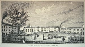 Ohio-Gefängnis, Columbus, Ohio, ca. 1847 (Gravur) von American School