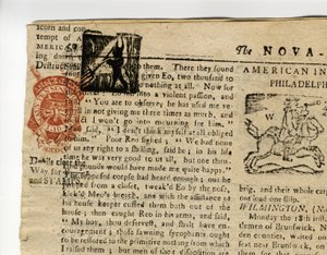 Seite aus der Halifax Gazette, oder The Weekly Adviser, Nova Scotia, 12.-19. Dezember 1765