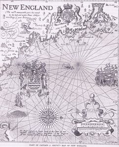 Teil von Captain J Smiths Karte von Neuengland, Illustration aus Cassell