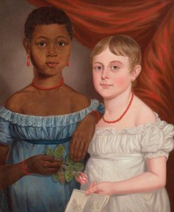 Porträt von zwei Mädchen, frühes 19. Jahrhundert von American School