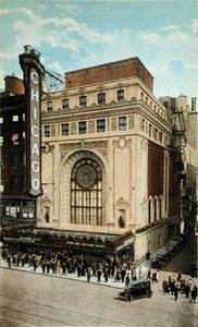 Postkarte, die das Chicago Theatre zeigt, ca. 1930 von American School