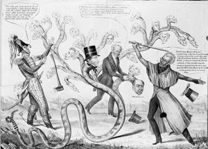 Präsident Andrew Jackson (1767-1845) tötet die Hydra