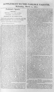 Präsident Jeffersons Antrittsrede, Beilage zur Carlisle Gazette, 11. März 1801