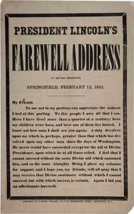 Abschiedsrede von Präsident Lincoln an seine alten Nachbarn, Springfield, 12. Februar 1861