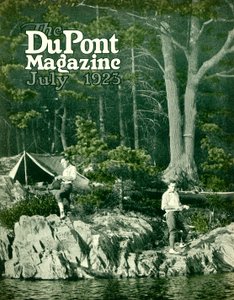 Pyralin geht angeln, Titelseite des DuPont Magazins, Juli 1923 von American School