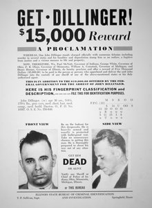 Fahndungsplakat für John Dillinger von American School