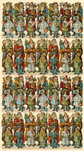 Weihnachtsmann mit Kindern, Blatt mit Figuren von American School