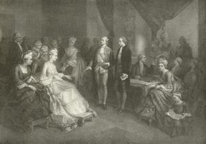 Schiller wird der Prinzessin von Sachsen-Weimar vorgestellt (Gravur) von American School